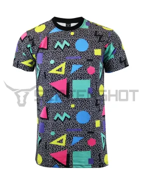 S11010-RETRO 80'S PATTERN T-SHIRTS (PINK/GEO)