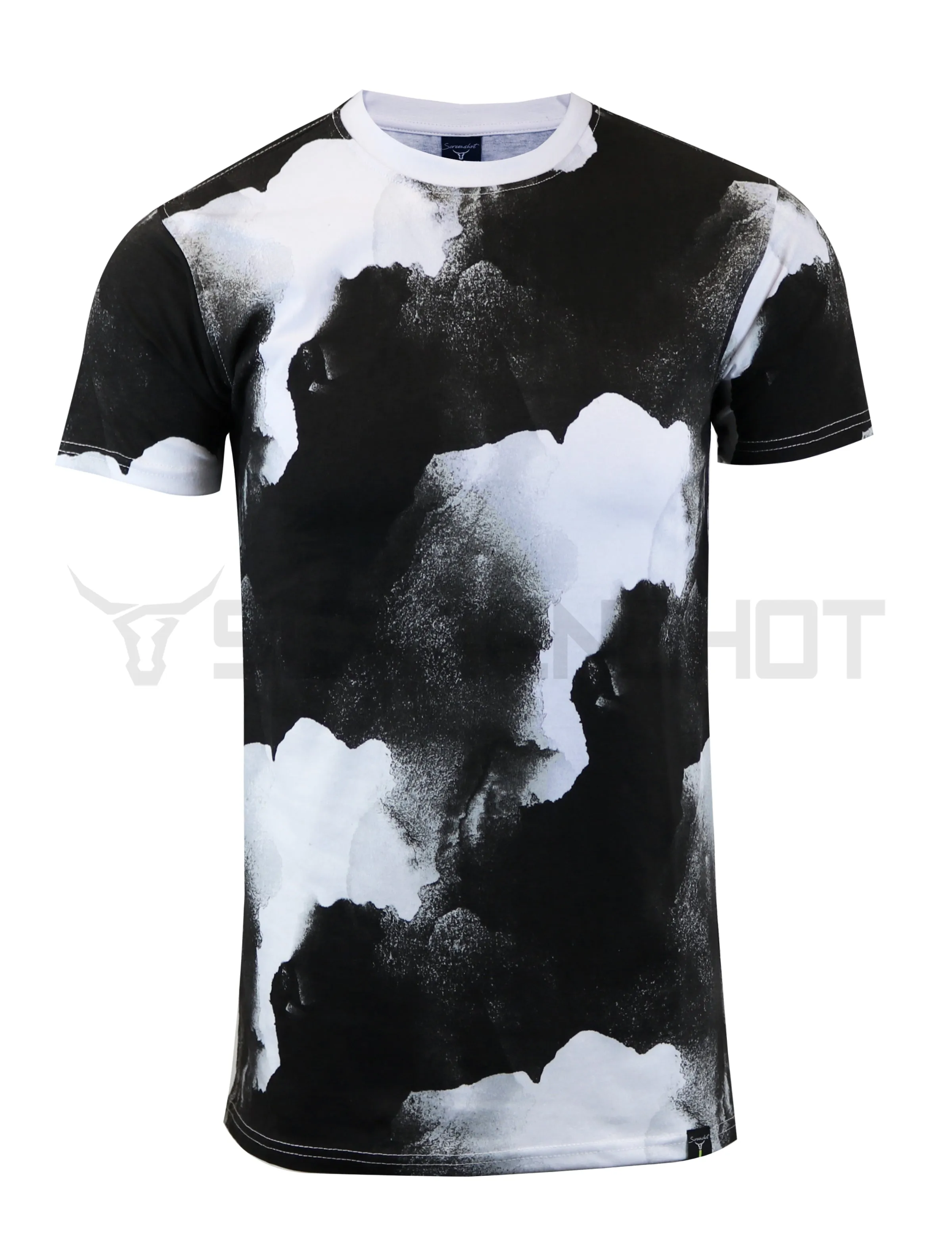 S11012-TIE DYE PRINT T-SHIRTS (BLACK)