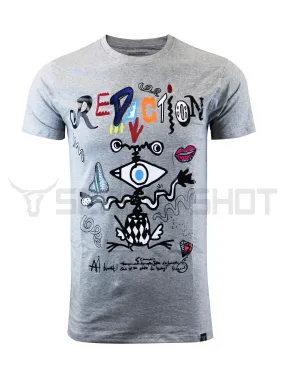 S11016-REDACTION PATCHWORK PREMIUM T-SHIRTS (H.GREY)