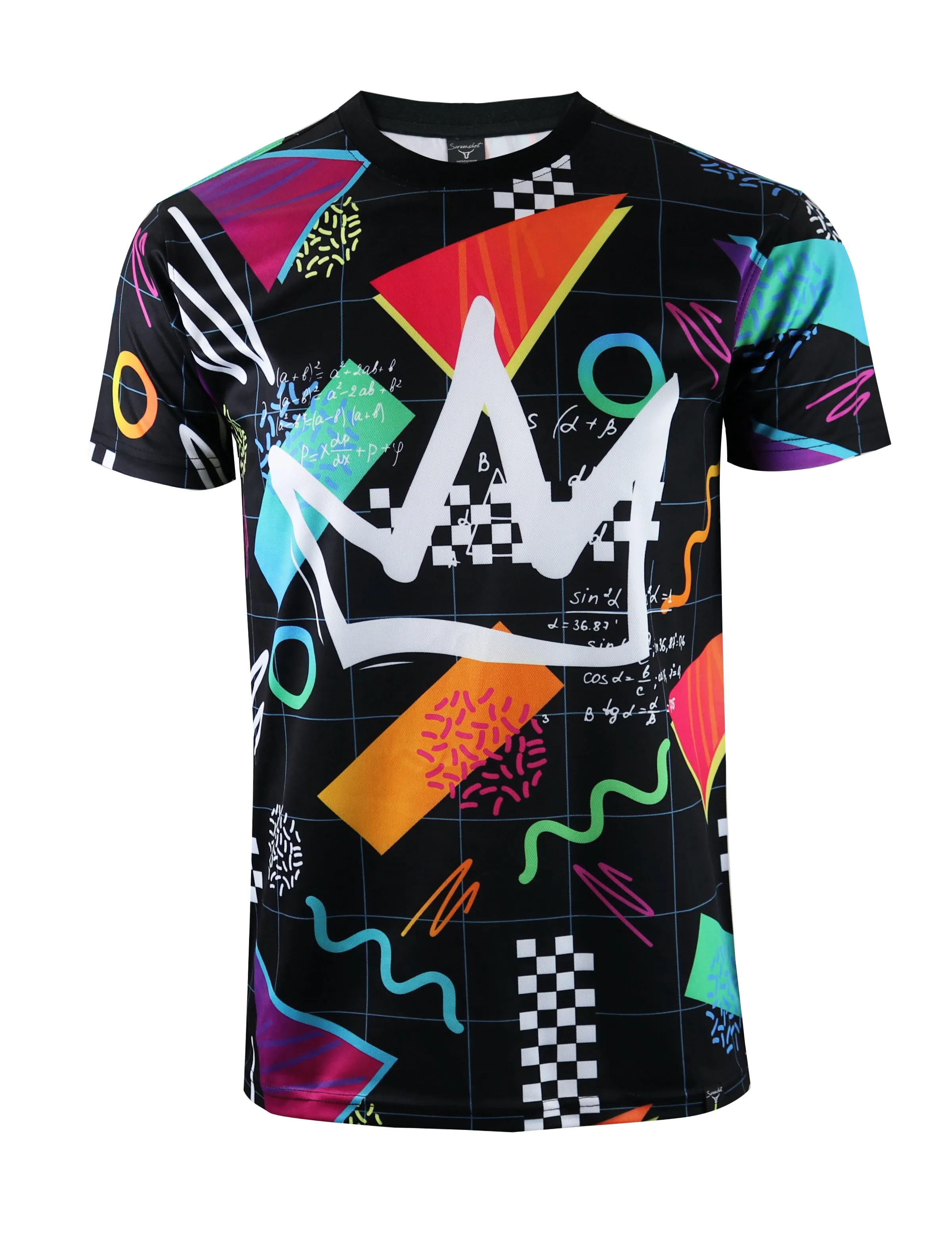 S11201 90'S RETRO PRINT TEE (BLACK/CROWN))