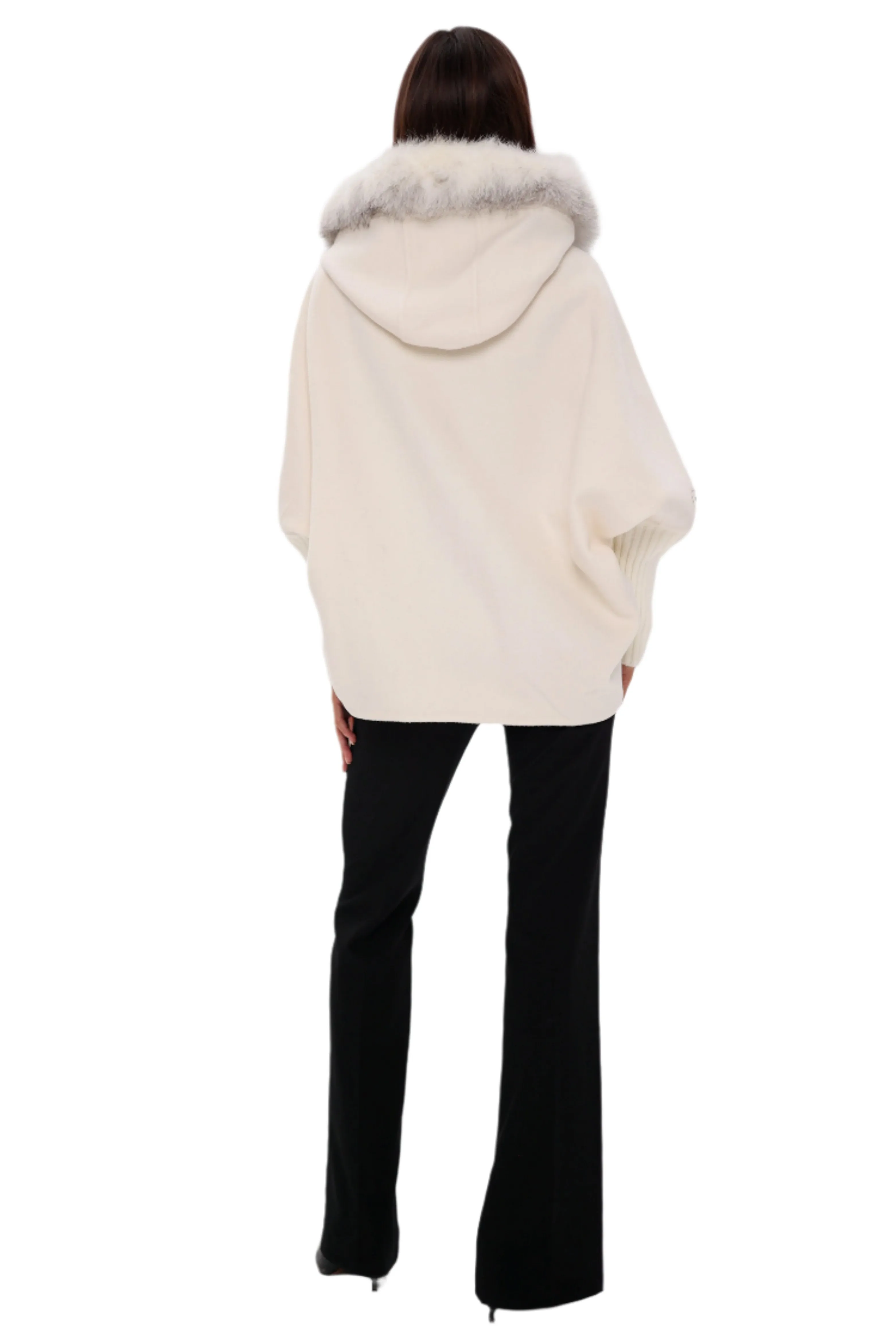 Saga®Furs Hooded Polar Fox Wool Alpaca Coat