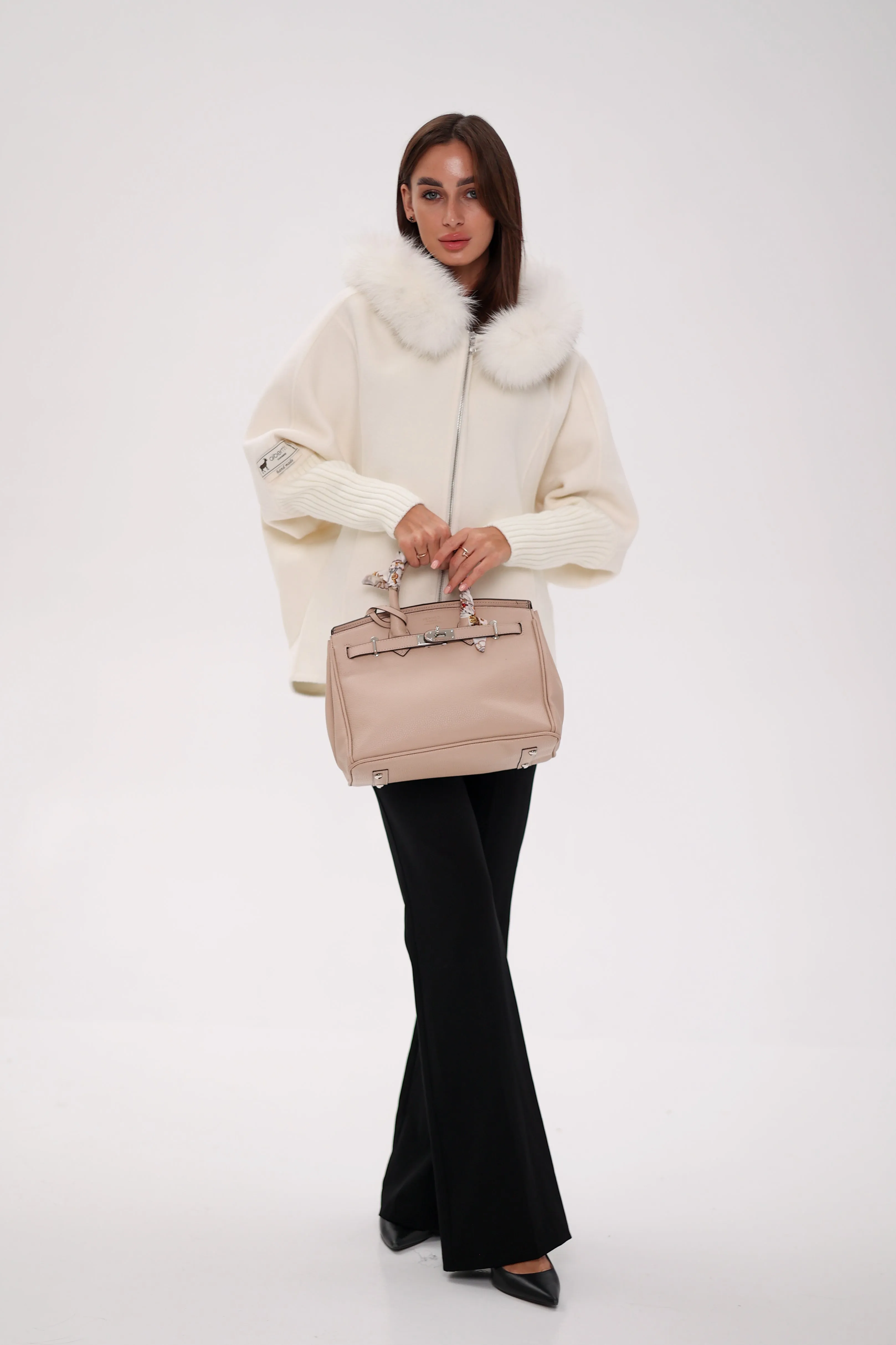 Saga®Furs Hooded Polar Fox Wool Alpaca Coat