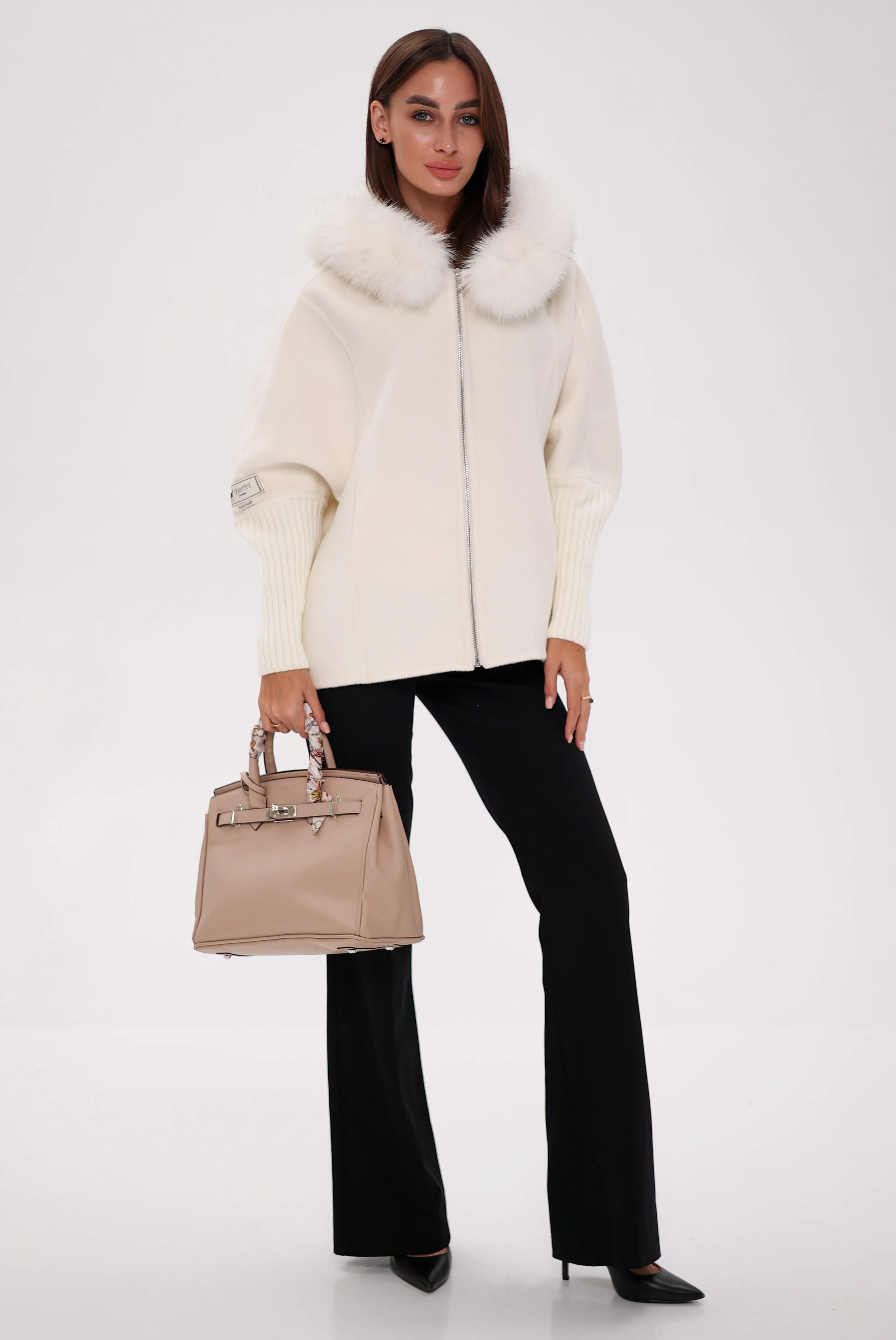 Saga®Furs Hooded Polar Fox Wool Alpaca Coat