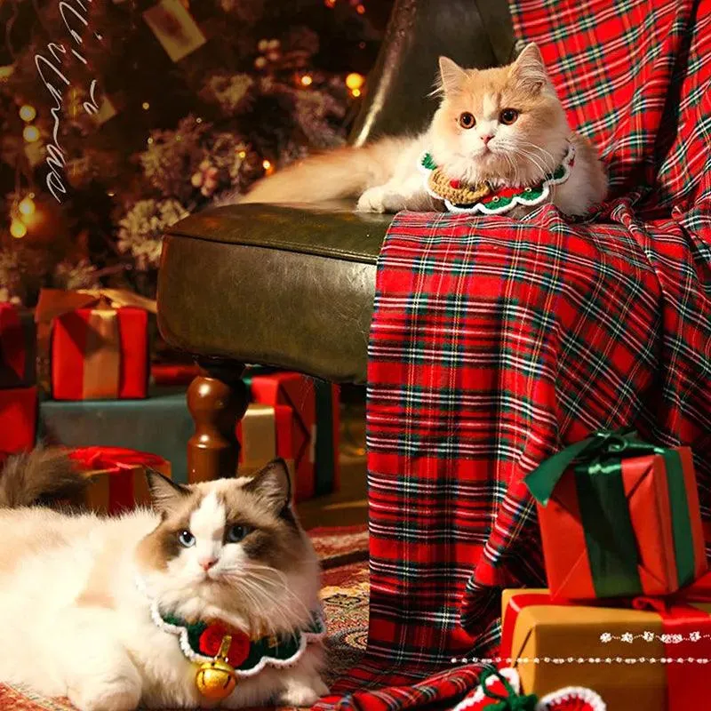 Santa Claus Elk Pattern Adjustable Pet Christmas Collar