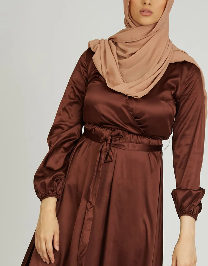 Satin Crossover Maxi Dress
