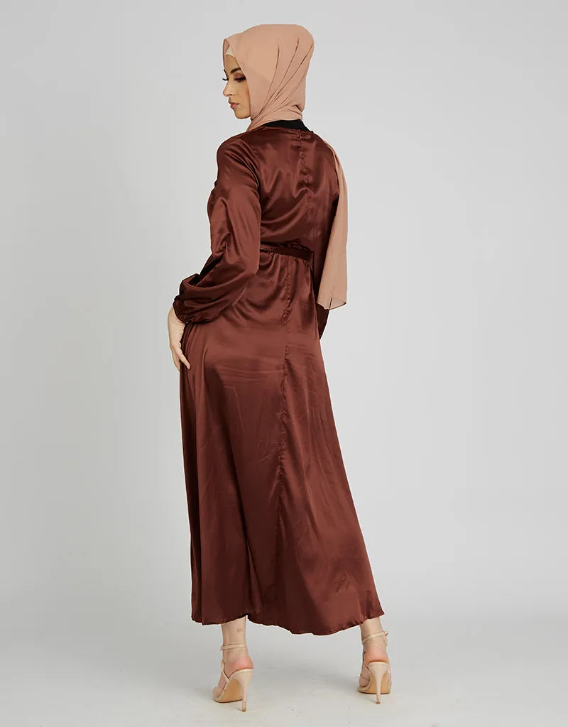 Satin Crossover Maxi Dress