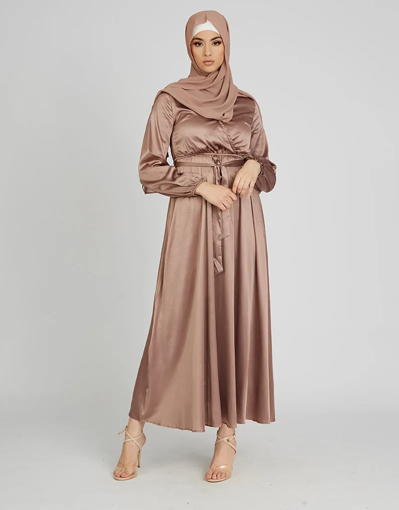 Satin Crossover Maxi Dress