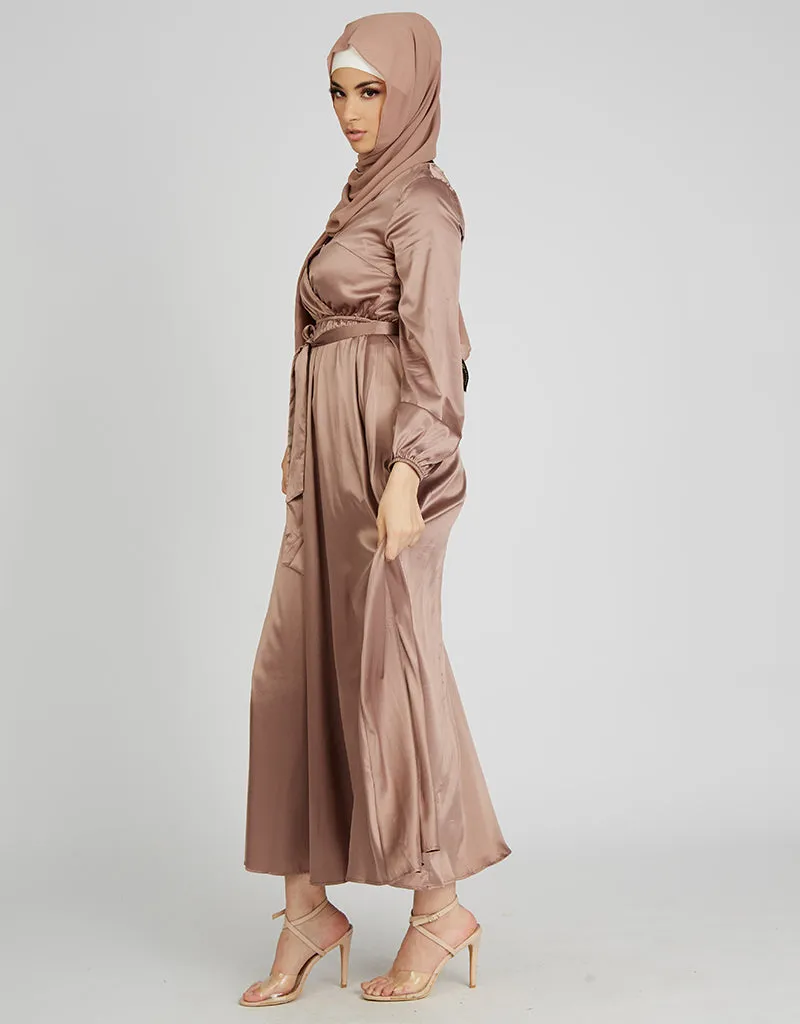 Satin Crossover Maxi Dress
