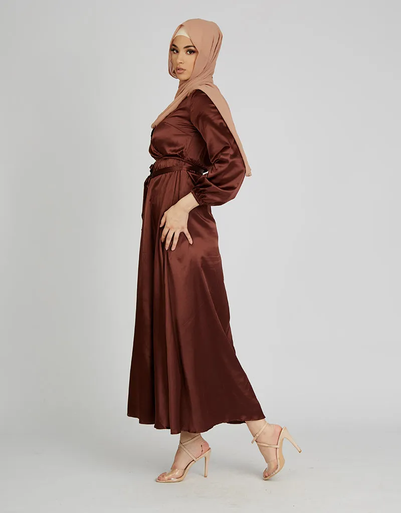 Satin Crossover Maxi Dress