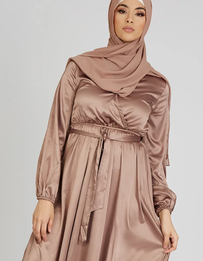 Satin Crossover Maxi Dress