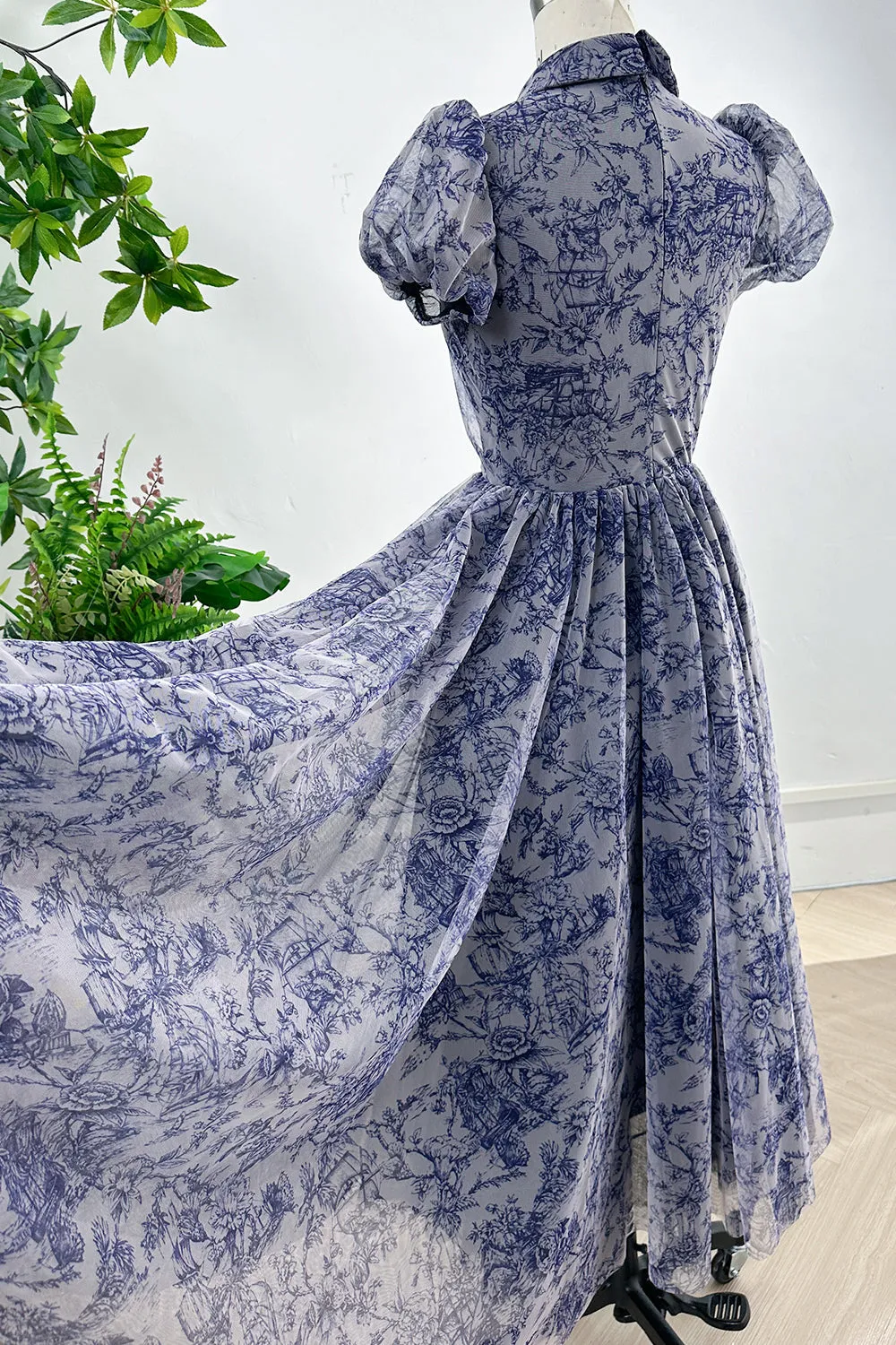 Short Sleeves Shirt Collar Neck Floral Midi Dress