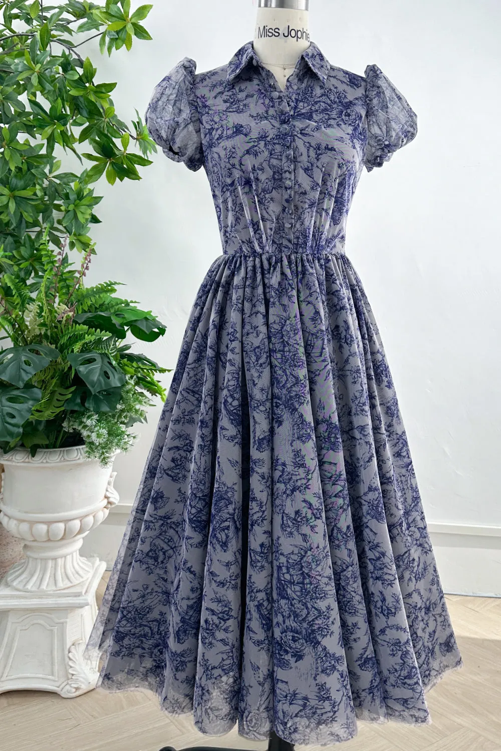 Short Sleeves Shirt Collar Neck Floral Midi Dress