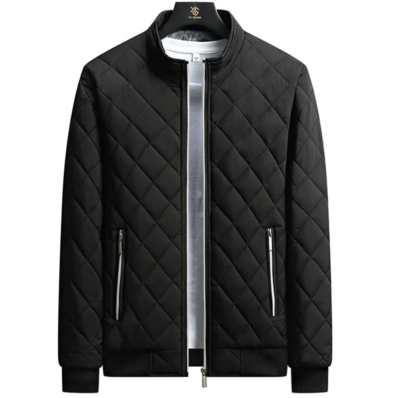 Stand Collar Solid Acetate Parka