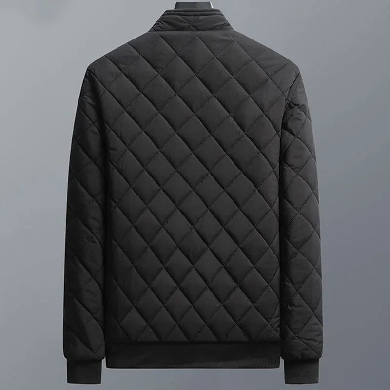 Stand Collar Solid Acetate Parka