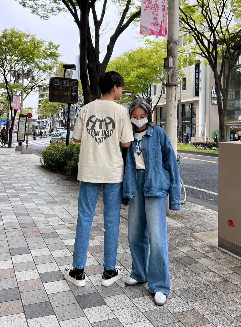 Tuck wide denim pants
