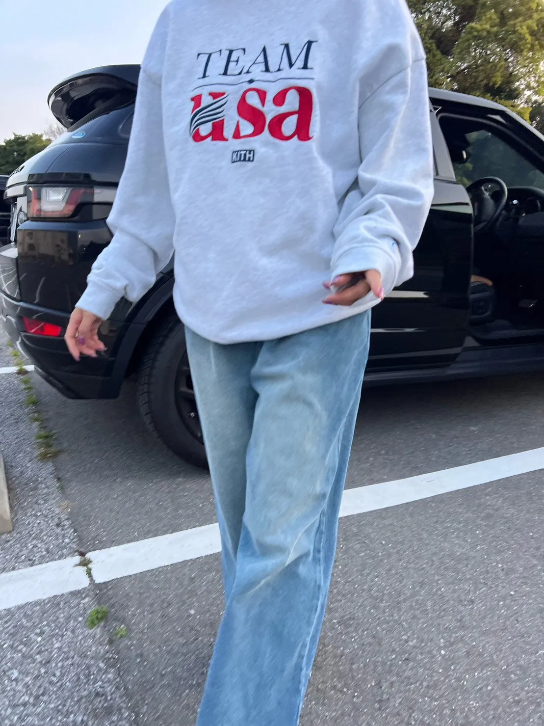 Tuck wide denim pants