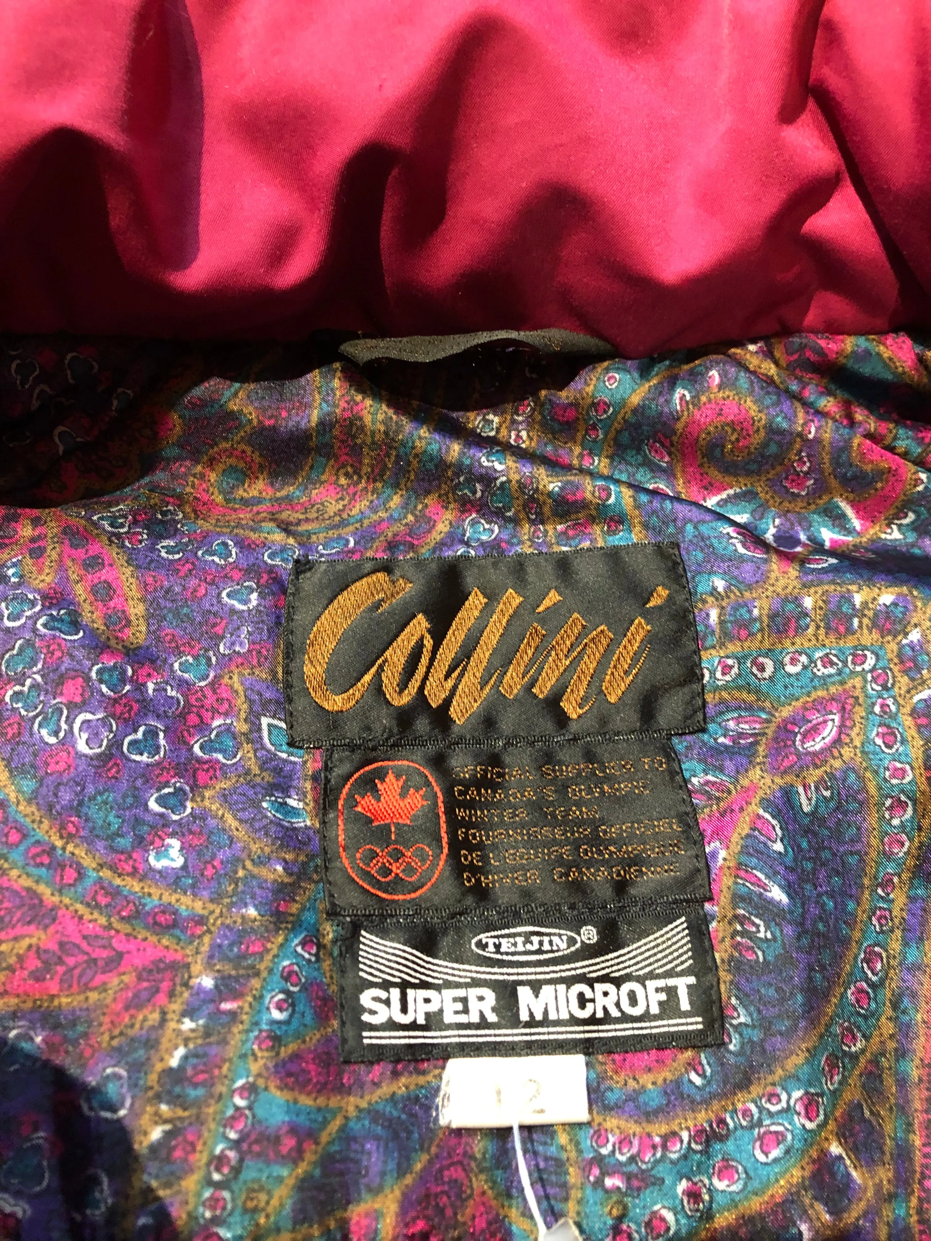 Vintage Olympic 1980’s Collini Pink Two Piece Ski Suit, Size 12