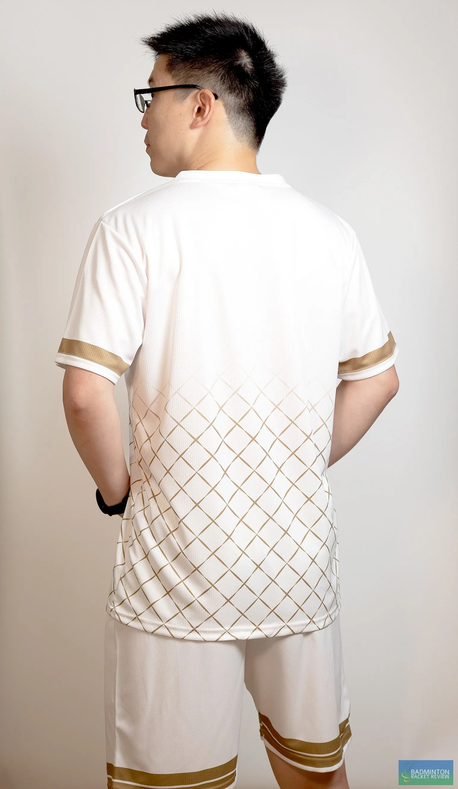 White & Gold Hex BRR Badminton/Tennis/Squash T-Shirt - Unisex