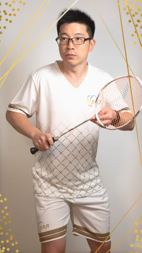 White & Gold Hex BRR Badminton/Tennis/Squash T-Shirt - Unisex