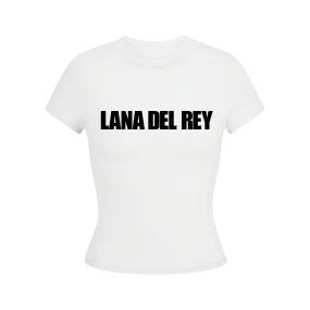 White Cropped T-Shirt With Lana Del Rey Logo