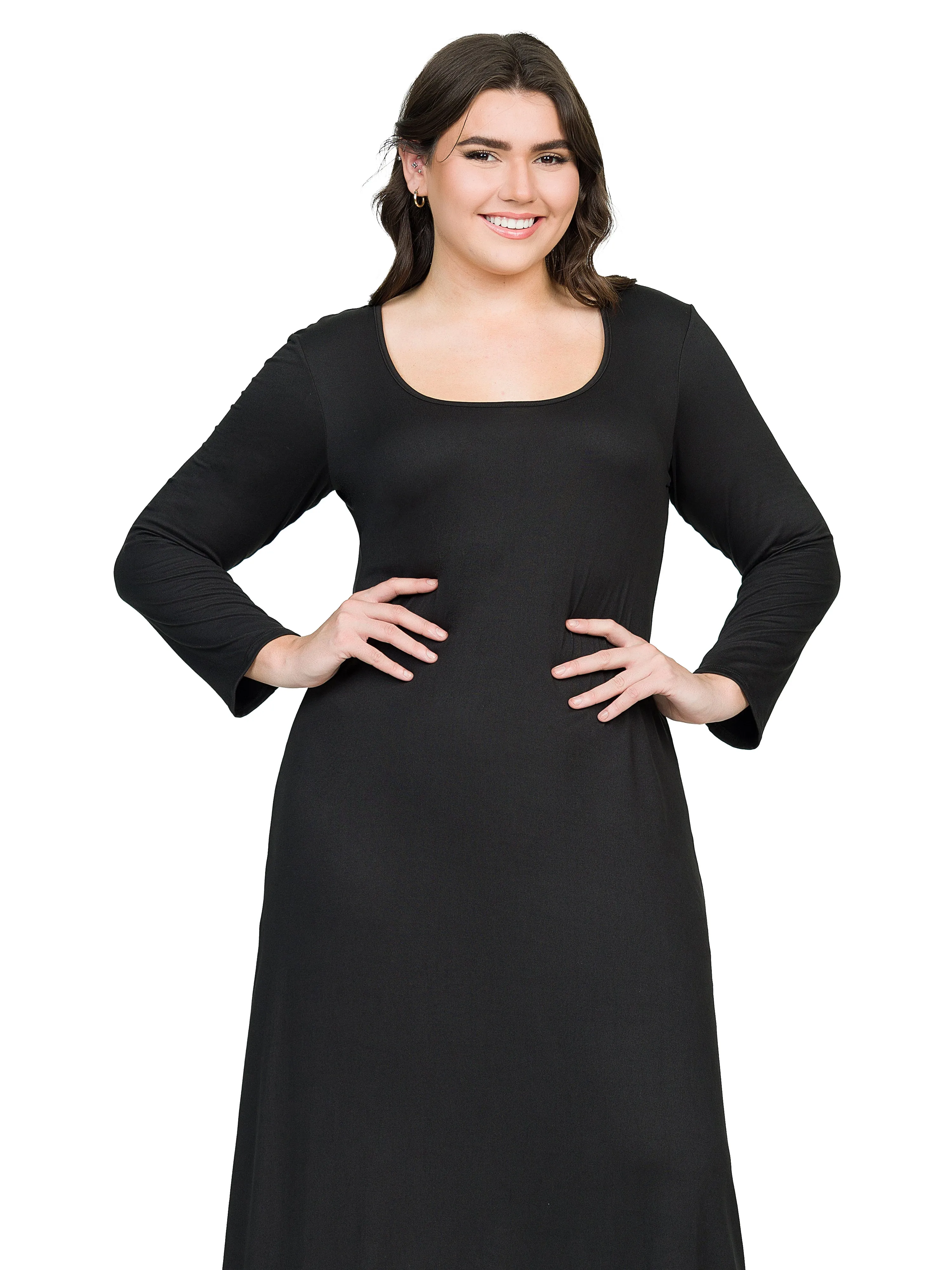 Womens Long Sleeve Plus Size Maxi Dress